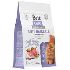 Brit Брит Care Cat Anti-Hairball Белая рыба и Индейка д/взр. кош, 1,5 кг, Вывод шерсти