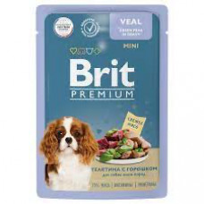 Brit Брит Premium Пауч д/взрослых собак мини пород телятина с зеленым горошком в соусе, 85 гр