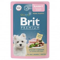Brit Брит Premium Пауч для щенков миниатюрных пород кролик с цукини в соусе, 85 гр,