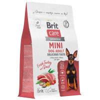 Brit Care Mini Superpremium Dog Adult Delicious Taste с индейкой и уткой для взрослых собак мини пород, 1,5 кг