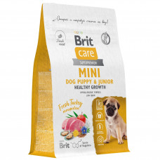 Brit Care Mini Superpremium с индейкой для щенков и молодых собак мини пород Dog Puppy&Junior, 1,5 кг