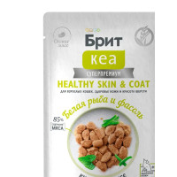 БРИТ КЕА, Пауч с Белой Рыбой и Струч.Фасолью для взр.кош, здоровье кожи и шерсти,кусоч. в соусе, 85г