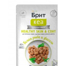 БРИТ КЕА, Пауч с Белой Рыбой и Струч.Фасолью для взр.кош, здоровье кожи и шерсти,кусоч. в соусе, 85г