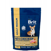 Brit Premium Dog Adult Medium 1кг корм с курицей для взрослых собак средних пород (10–25 кг)