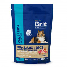 Brit Premium Dog Sensitive 1 кг с ягненком и индейкой для взрослых собак всех пород с чувств. пищеварением