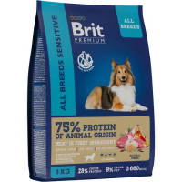 Brit Premium Dog Sensitive 3 кг с ягненком и индейкой для взрослых собак всех пород с чувств. пищеварением