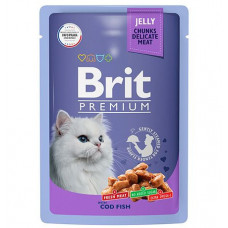 Brit premium Пауч для кошек Треска в желе 85г , Брит