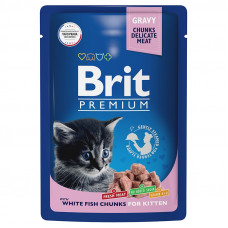 Brit Premium Пауч для котят белая рыба в соусе 85г