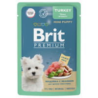 Brit Premium Пауч для щенков миниатюрных пород индейка с яблоком в соусе, 85 гр