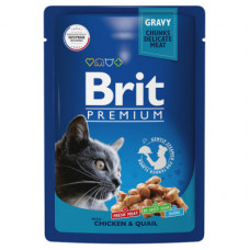 Brit Premium Пауч для взрослых кошек цыпленок и перепелка в соусе 85 гр