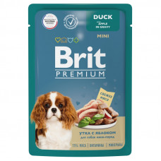 Brit Premium Пауч для взрослых собак миниатюрных пород утка с яблоком в соусе, 85 гр
