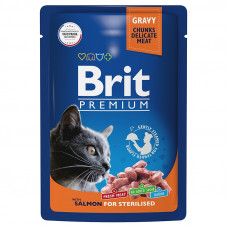 Brit Premium Пауч для взрослых стерилизованных кошек лосось в соусе 85 гр