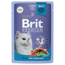 BRIT Premium  перепелка в желе для взрослых стерилизованных кошек 85 г