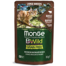 Monge Cat Bwild Grain free паучи буйвол/овощи  для крупных кошек 85 гр
