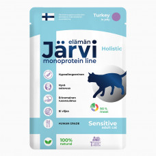 Elämän Järvi Полнорационный консервированный корм Elämän Järvi monoprotein line для кошек с чувствительным пищеварением. Индейка в желе