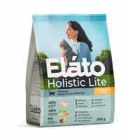 Elato Holistic Lite полнорационный сухой корм для кастрированных котов и стерилизованных кошек с курицей и индейкой / для домашних малоактивных кошек, 300г