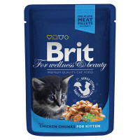 Brit premium пауч д/котят кусочки с курочкой 100г , Брит