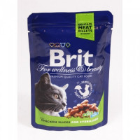 Brit premium пауч для стерилизованных кошек с цыпленком 85г , Брит