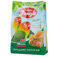 Happy Jungle Корм для средних попугаев основной рацион 3 в 1 500гр