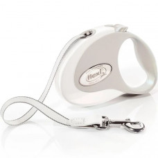 FLEXI, Поводок-рулетка для собак до 12 кг Style S Tape 3 т, лента, белая