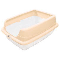Gamma 20452021 Туалет для кошек прямоугольный с высоким бортом Пушок, белый/бежевый, 455*350*190мм