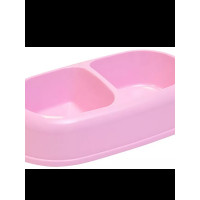 Gamma 30272068 Миска пластиковая двойная Мармелад, розовая, 2*0,25л