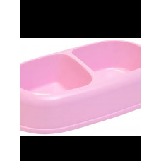 Gamma 30272068 Миска пластиковая двойная Мармелад, розовая, 2*0,25л