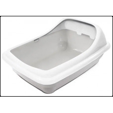 Gamma Туалет для кошек прямоугольный с бортом Штиль, серый/белый, 455*350*125мм