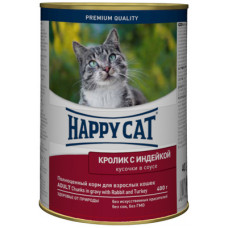 Happy cat банка в соусе с кроликом и индейкой 400 г
