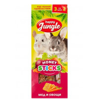 HAPPY JUNGLE Лакомство Мед и овощи палочки для крупных грызунов 3 шт (арт. J214) 90 г