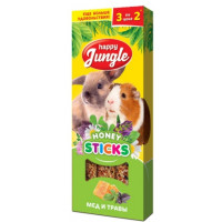 HAPPY JUNGLE Лакомство Мед и травы палочки для крупных грызунов 90 г