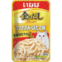 INABA КИННОДАСИ д/кошек пауч 60г в желе Куриное филе+морской гребешок