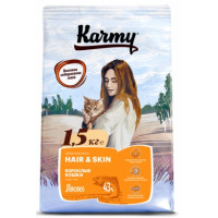 KARMY Hair&Skin 1.5 кг корм для взрослых кошек с лососем