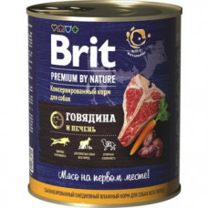 Консервы Brit Premium by Nature Говядина и печень для взрослых собак всех пород, 850 гр