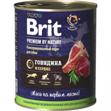 Консервы Brit Premium by Nature Говядина и сердце для взрослых собак всех пород, 850 гр