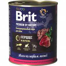 Консервы Brit Premium by Nature Сердце и печень для взрослых собак всех пород, 850 гр