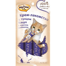 Лакомство МНЯМС для кошек с тунцом Кацуо и морским гребешком 15 г