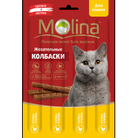 Лакомство MOLINA жевательные колбаски с курицей и печенью, шт