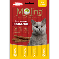 Лакомство MOLINA жевательные колбаски с курицей и печенью, шт