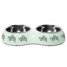 Миска металлическая двойная на пластиковой подставке Город, 2*0,22л, Triol