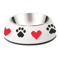 Миска металлическая на пластиковой подставке Сердечки, 0,22л, Тriоl