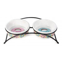 Миска TRIOL Пончики керамическая на подставке 2х0,25 л