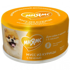 МНЯМС для собак и щенков старше 6 месяцев мусс из курицы с печенью 80 г