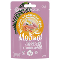 MOLINA ДЛЯ ВЗРОСЛЫХ КОШЕК. ЦЫПЛЕНОК И КРЕВЕТКИ В ЖЕЛЕ, 70 г.