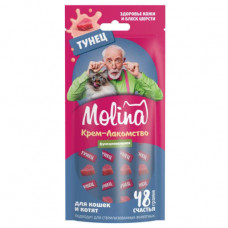 MOLINA Молина Функц. крем-лакомство с тунцом д/взр.кош. Здоровая кожа, густая и блестящая шерсть, 48г