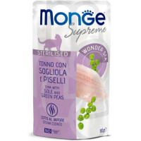 Monge Supreme Adult cat для взрослых кошек с зелёным горошком и мини-морковью, пауч 80 г