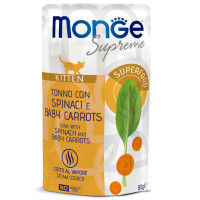 Monge Supreme kitten для котят из тунца со шпинатом и мини-морковью,80 гр