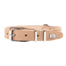 Однослойный ошейник шириной 25 мм с тиснением под рептилию, с металлической адресной биркой, обхват шеи 40-54 см, натуральная кожа, артикул Р25/1БИР