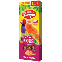 Палочки HAPPY JUNGLE для канареек и экзотических птиц с медом и овощами 3шт. 90 г