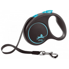 Поводок-рулетка FLEXI Black Design L 5 м до 50 кг черный/синий